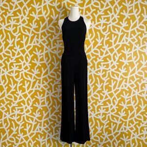 H&M Black Harness Halter Racerback Wide Leg Jumpsuit with Pockets - Small